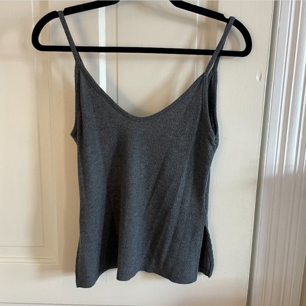 Brandy Melville Grey Ribbed Tank Top | One Size | Soft Stretch Basic